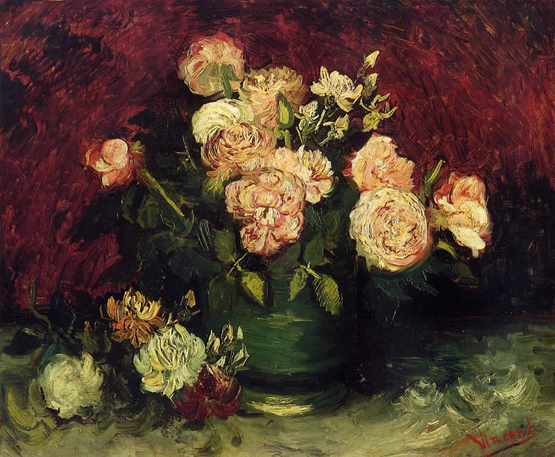 Vincent van Gogh Bowl with Peonies and Roses